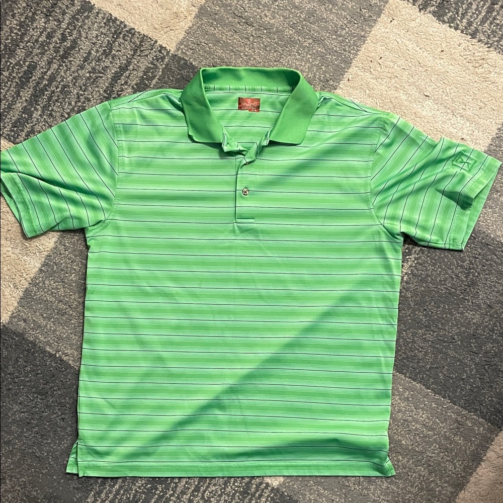 PGA Tour Green Striped Polo Shirt